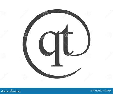 QT Logo from Two Letter with Circle Shape Email Sign Style. Q and T ...