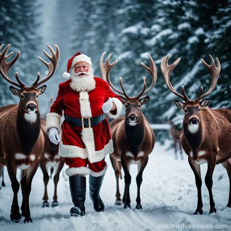 Santa Claus with Reindeers | Stable Diffusion Online