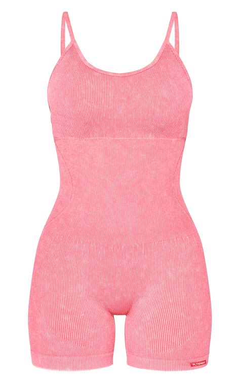 PLT SPORT Raspberry Acid Wash Seamless Gym Unitard | Athleisure ...