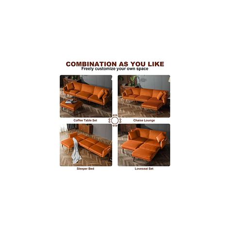 Buy NOBLEMOOD Sleeper Sectional Sofa Couch for Living Room, L-Shaped ...