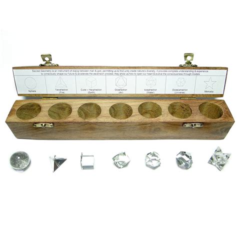 Nature's Crest Sacred Geometry Set - Crystal Quartz Sphatik Platonic ...