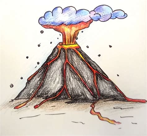 Volcano Eruption Drawing Easy