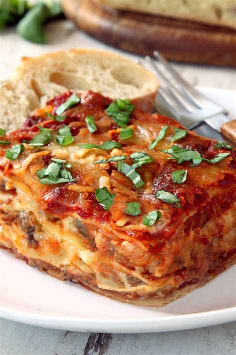 This classic homemade lasagna has homemade sauce, a super creamy cheese ...