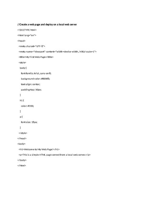 Creating a Simple HTML Page & Deploying on Local Web Server - Studocu