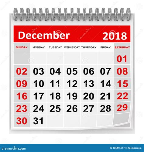 December 2018 - Calendar stock illustration. Illustration of calendar ...