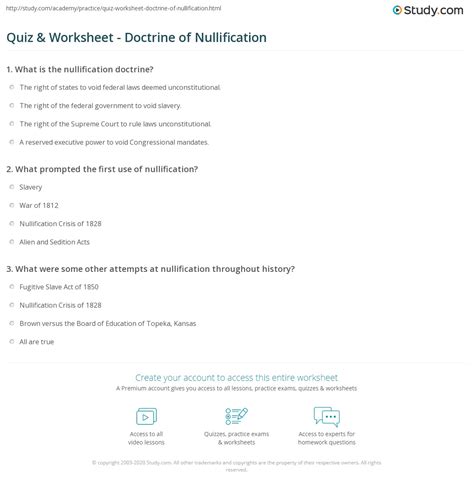 Quiz & Worksheet - Doctrine of Nullification | Study.com