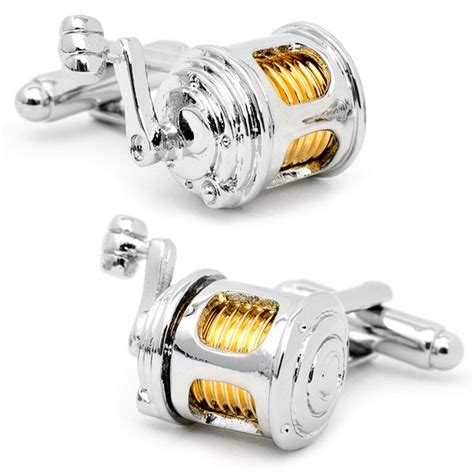 Men's Cuff Links, Inc. Fishing Reel Cuff Links
