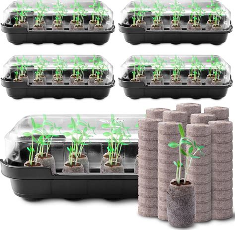 Amazon.com : 5 Pack Seed Starter Tray Seeding Starter Kits (50 Cells ...