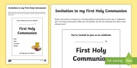 First Holy Communion Thank You Letter Worksheet - Twinkl