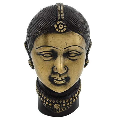 Handmade Antique Gold And Black Brass Gangaur or Gauri Head Statue