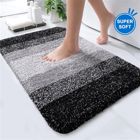 Wergifts Long Non-Slip Rubber Back Skid Tub Bathroom Rug, Black, 24" x ...