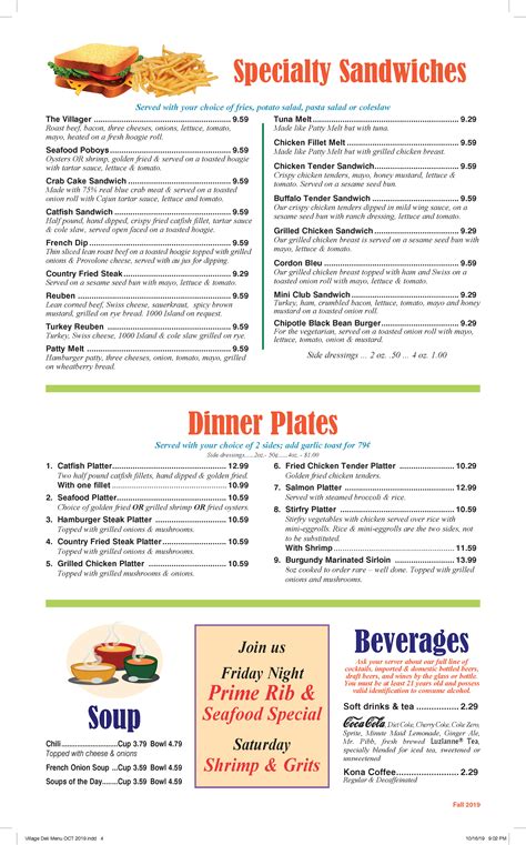 Village Deli Menu