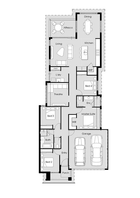 Single Story Narrow Lot House Plans