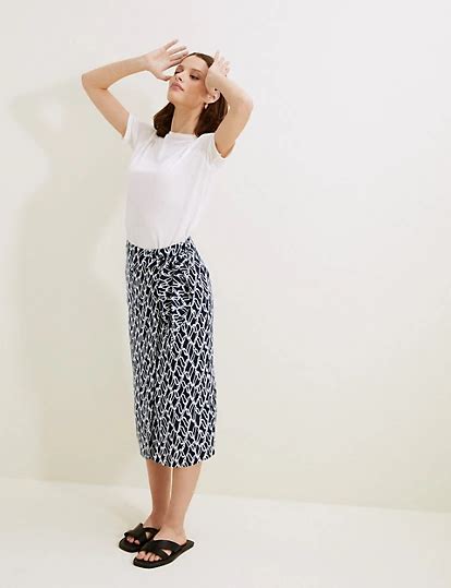 Printed Midi Wrap Skirt