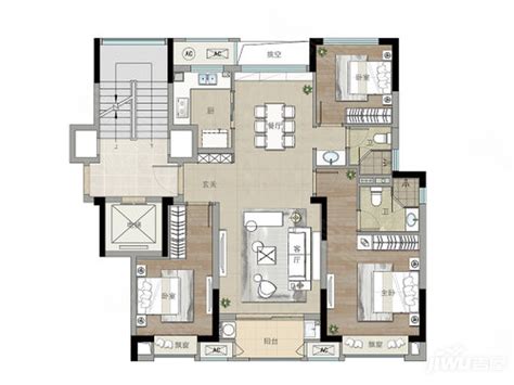 蓝润城C01户型图,3室2厅2卫105.00平米- 南充透明房产网