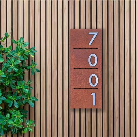 House Address Number Plaque Vertical Steel Corten Home Address - Etsy