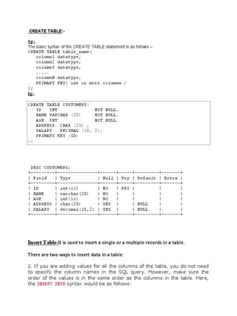 How to Create Table in SQL Database 的图像结果