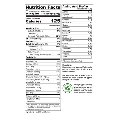 Plain Lentil - Lentil Protein Powder - Plain Nutrition