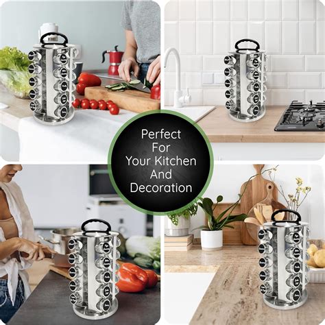 Buy ARUVA KITCHEN Aruva kitchen 20 jars stainless steel rotating spice ...