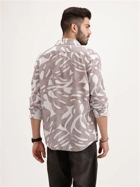 Regular Fit AOP Full Sleeve Shirt | Brown – Wrogn