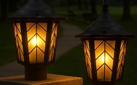 SWIATLO Classic Vintage Style Black Outdoor Gate Lamp with Decorative ...