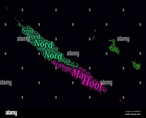 New Caledonia Word Cloud. Region names of the country in French ...