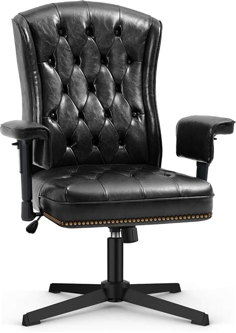 Amazon.com: YAMASORO Executive Office Chair Without Wheels Retro Black ...