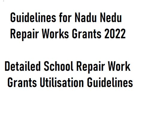 Guidelines for Nadu Nedu Repair Works Grants 2022 -Detailed School ...