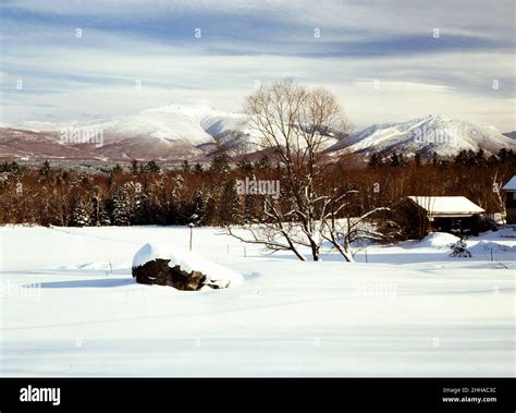 White Mountains of New Hampshire in winter Stock Photo - Alamy