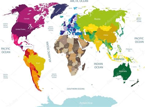 Colored World Map with Names 的图像结果