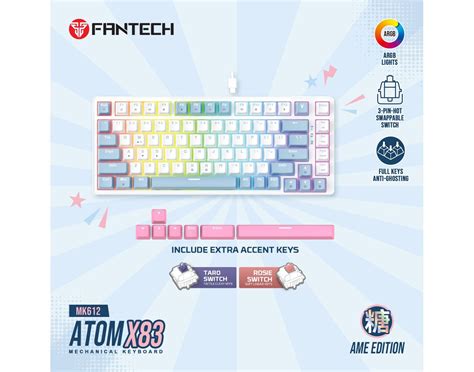 Tastatura Mehanicka Gaming Fantech MK612 Atom x83 AME bela (taro switch)