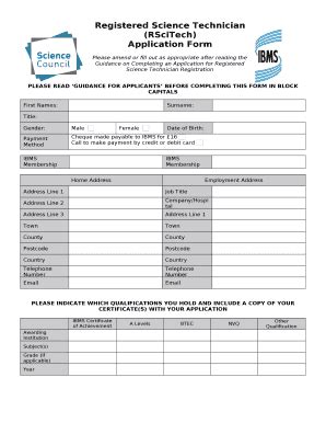 Registered Science Technician (RSciTech) Doc Template | pdfFiller