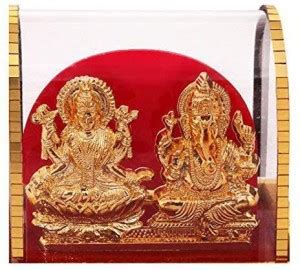 SMILES GIFT Gold Plated Lord Ganesh & Maa Lakshmi Acrylic Idol/Hindu ...