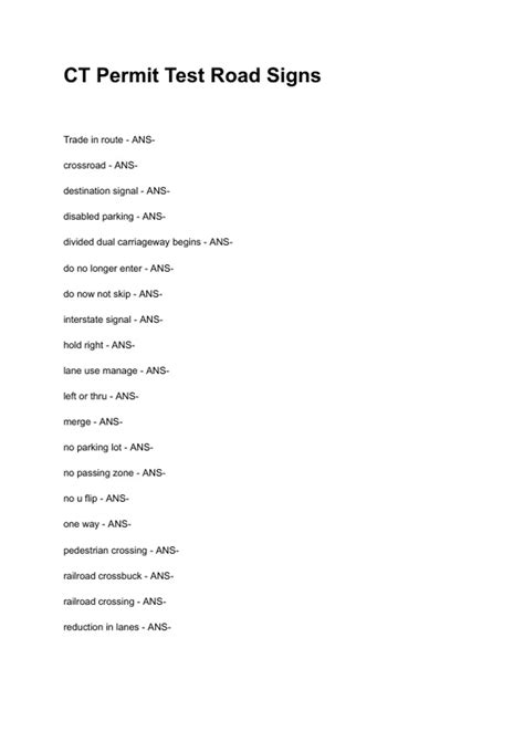 CT Permit Test Road Signs NEWEST 2025/2026 ACTUAL COMPLETE QUESTIONS ...