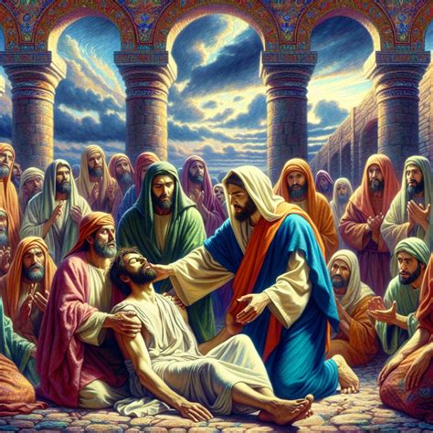 Jesus Heals The Paralytic Artwork | Bible Art