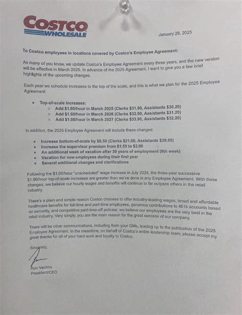 Costco raised their hourly pay: $30+ for employees at the top of the pay scale $20+ for ...