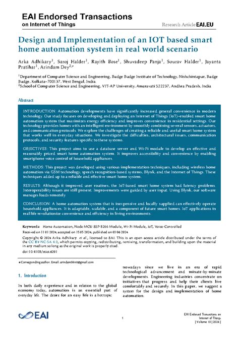 Design and Implementation of an IOT based smart home automation system ...