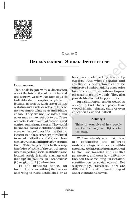Understanding Social Institutions - NCERT Book of Class 11 Sociology