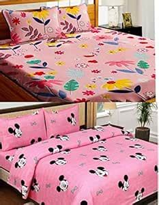 Soniasaa Combo Pack of 2 Double Bedsheet with 4 Pillow Covers 258 TC ...
