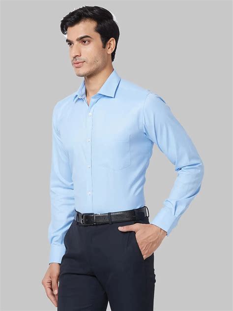 Park Avenue Men Blue Slim Fit Solid Cotton Blend Shirt – MyRaymond