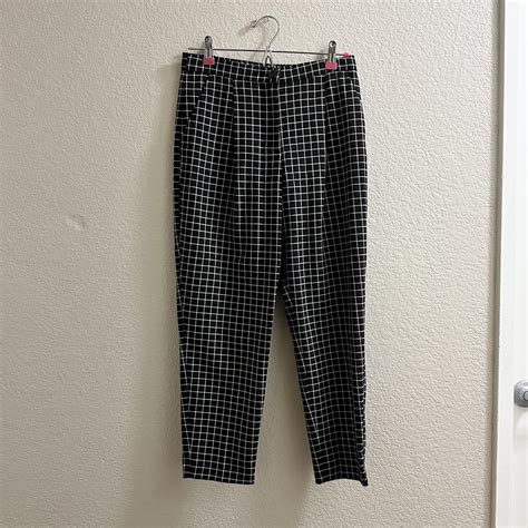 MONKI CHECK TAILORED PEG TROUSERS - EU size 36 or... - Depop
