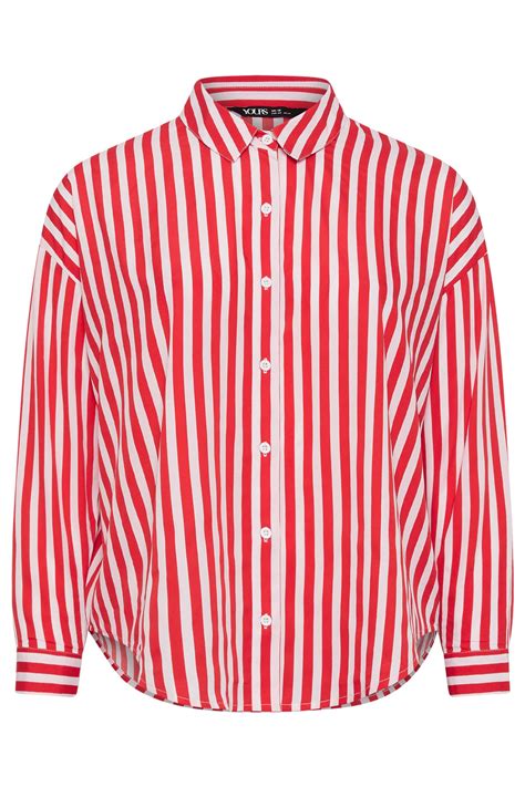 YOURS Plus Size Red Stripe Long Sleeve Shirt | Yours Clothing