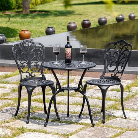 Outdoor Bistro Table And Chairs By The Water 5 Piece Acacia Wood