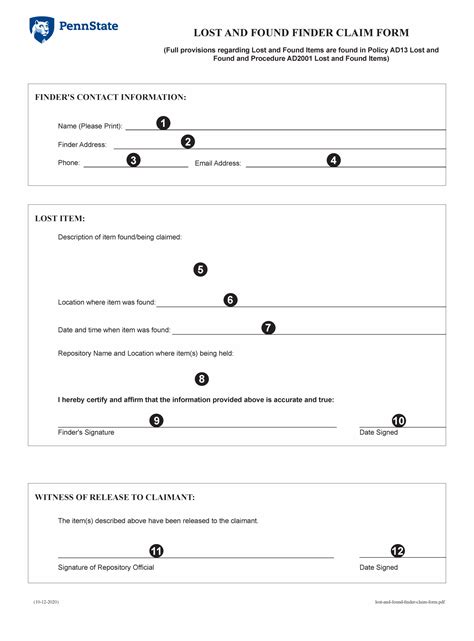 Lost And Found Form Template - Free Printable Form 2026