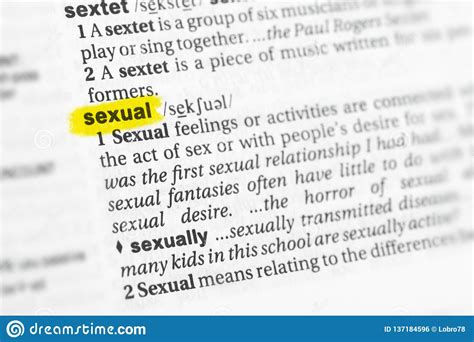 Highlighted English Word Sexual And Its Definition At The Dictionary. Stock Photo - Image of ...