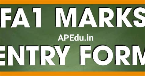 FA1 MARKS ENTRY FORM - APEdu
