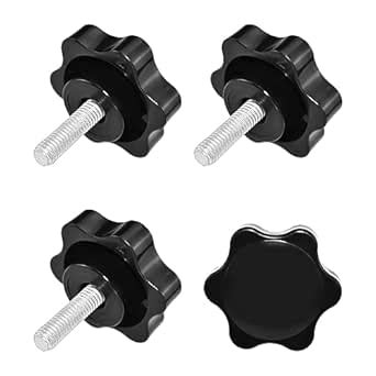 Aifeier ET 4 Pieces M6 x 16mm Star Hand Knob, Black Plastic Hex Shaped ...