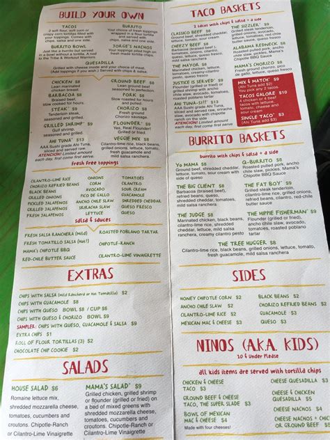 Menu at Taco Mama - The Summit restaurant, Birmingham, 327 Summit Blvd