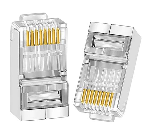 FEDUS RJ45 STP Connector Cat5, Cat5E, Cat6, Shielded RJ45 Nickel Plated ...