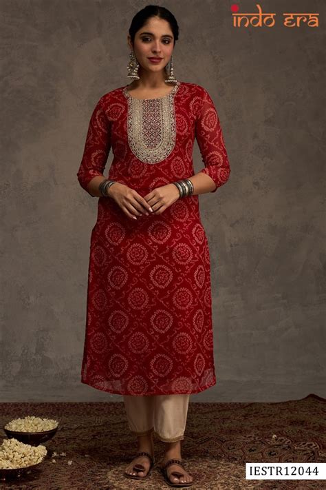 Indo Era 2582 Georgette Bandhani Printed Kurti Collection